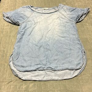 Life In Progress Denim or Chambray Shirt, Shirt-Sleeve, Boho, Casual, Size XS